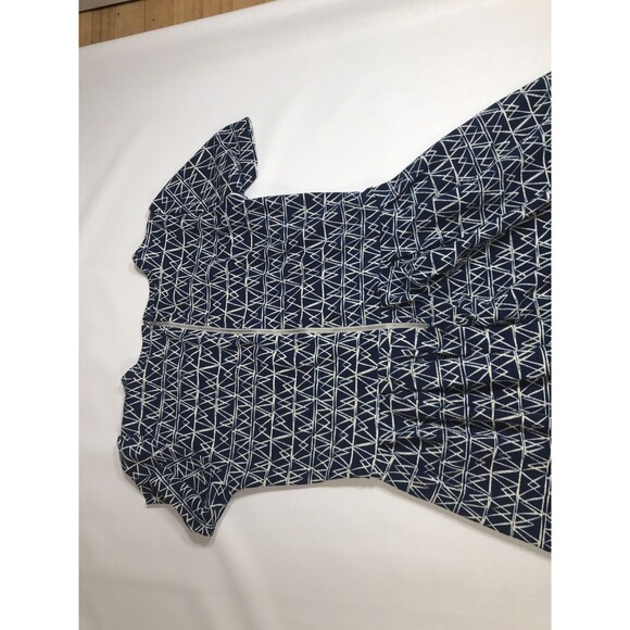 Lularoe Amelia Xl Blue Geometric Fit & Flare Short Sleeve Poly Blend Dress - Picture 8 of 8